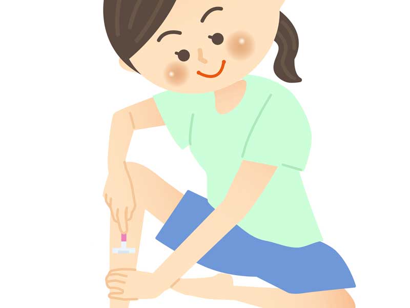 すね毛の処理をしている妻のイラスト