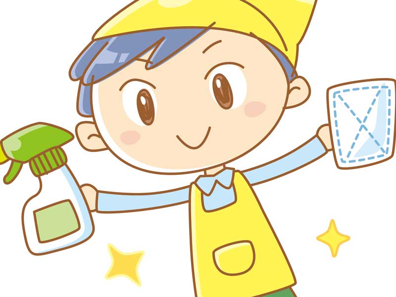 掃除を手伝う夫のイラスト