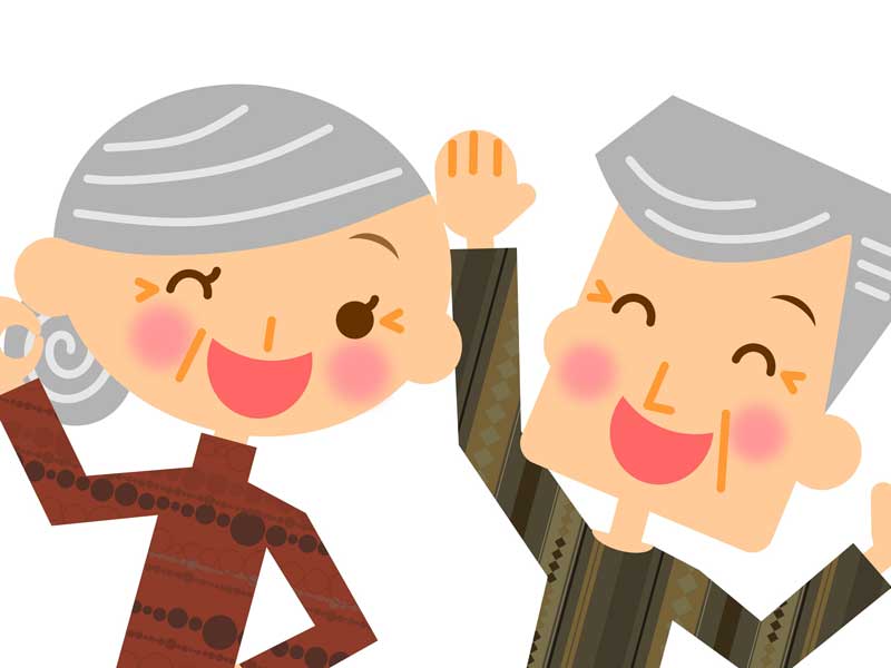 仲がいい老夫婦のイラスト