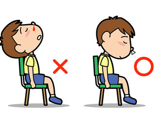 俯きながら椅子に座る子供のイラスト