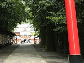 神社の鳥居と参道口