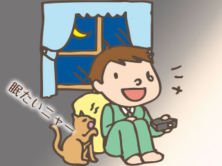 深夜にテレビゲームをする子供
