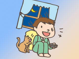 ゲームで夜更かしする子供
