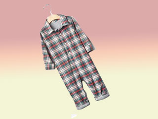 Plaid flannel one-piece