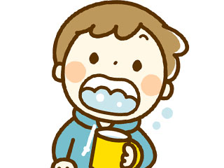 うがいする子供