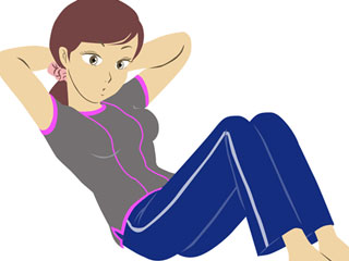 腹筋運動する女性