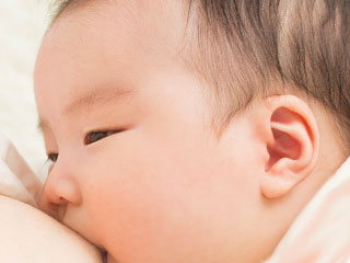 吸い付く赤ちゃん