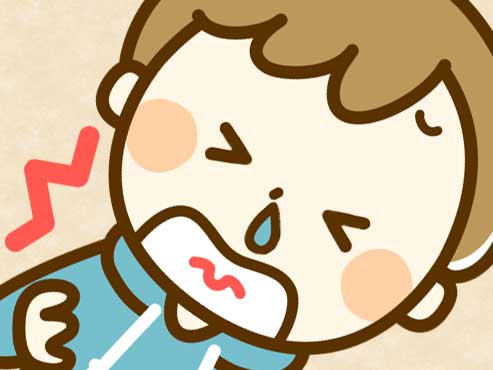 鼻水が出ている男の子のイラスト