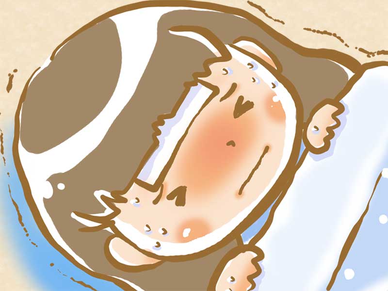 ヒトメタニューモウイルス感染症が悪化して布団で寝ている女の子のイラスト