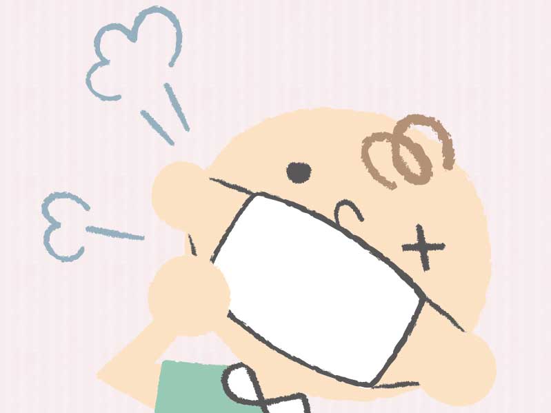 咳をしている男の子のイラスト