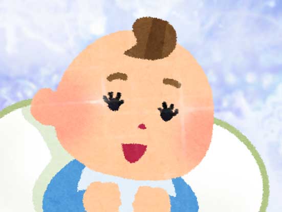 まつげがぱっちりしている新生児のイラスト