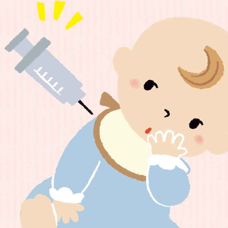 赤ちゃんと注射器のイラスト