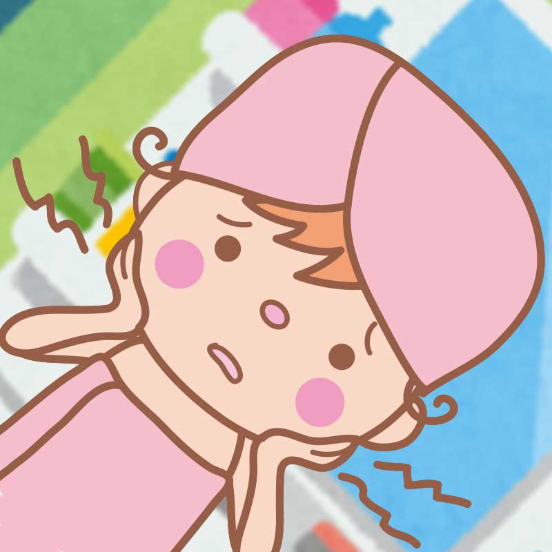 肌が乾燥して困っている妊婦のイラスト