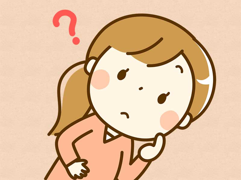 胎動が少なくて首をかしげるママのイラスト
