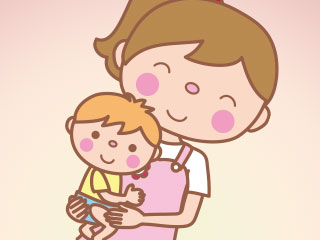 赤ちゃんを抱っこする母親