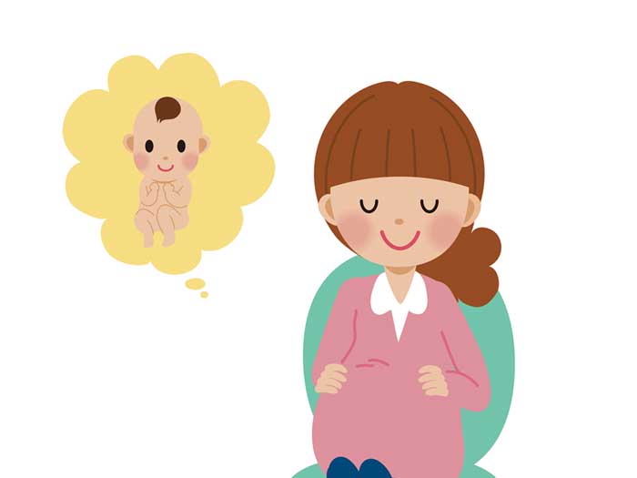 赤ちゃんを想像する妊婦