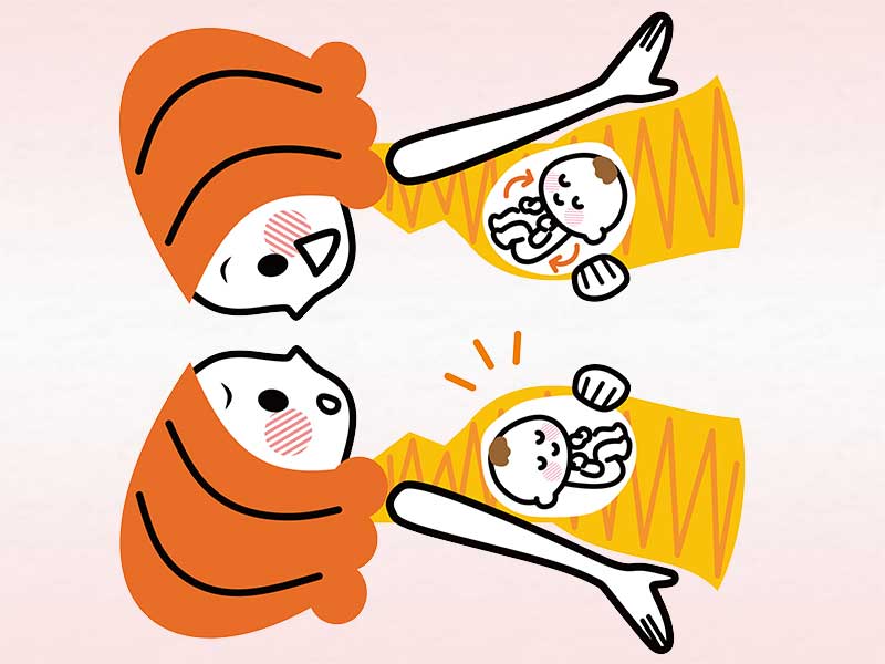 逆子と正常な向きの胎児のイラスト
