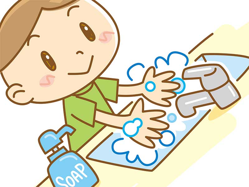 手洗いしてる子供のイラスト