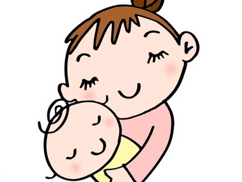 赤ちゃんを抱っこしているお母さんのイラスト