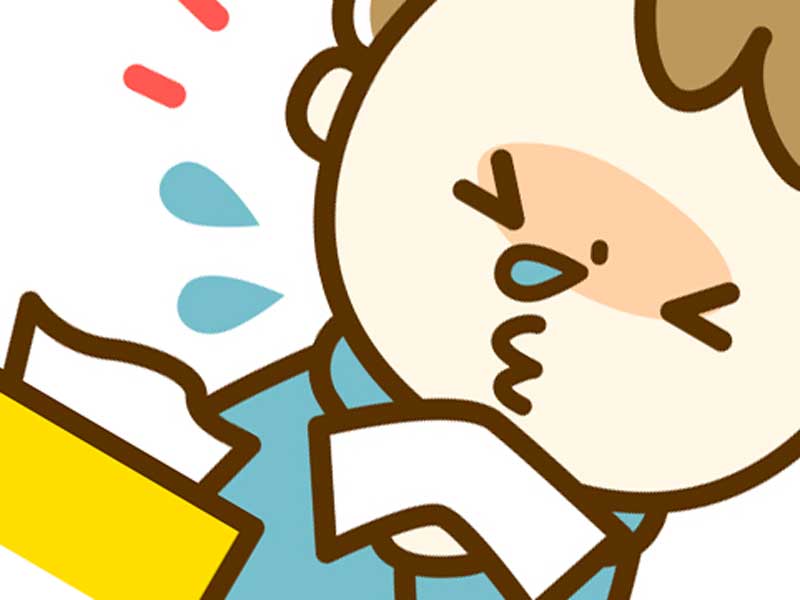 鼻水を拭く子供のイラスト