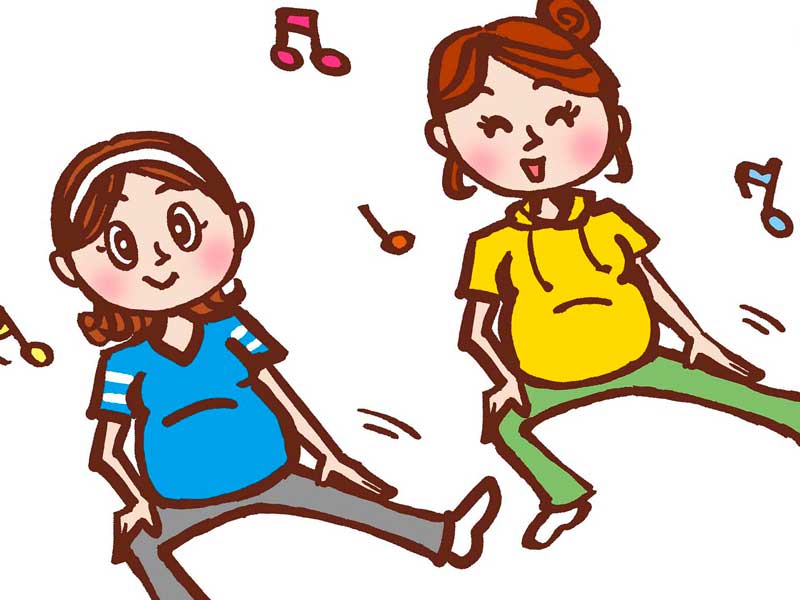 体を動かしている妊婦さん二人のイラスト