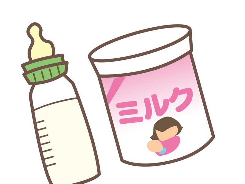 哺乳瓶と粉ミルクのイラスト