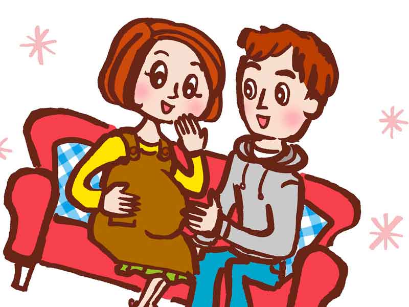妊婦さんと旦那さんのイラスト