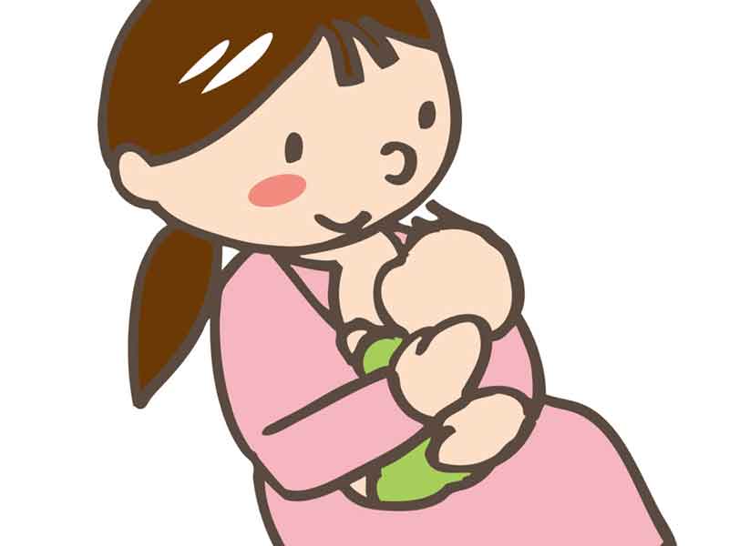 赤ちゃんに授乳をしているお母さんのイラスト