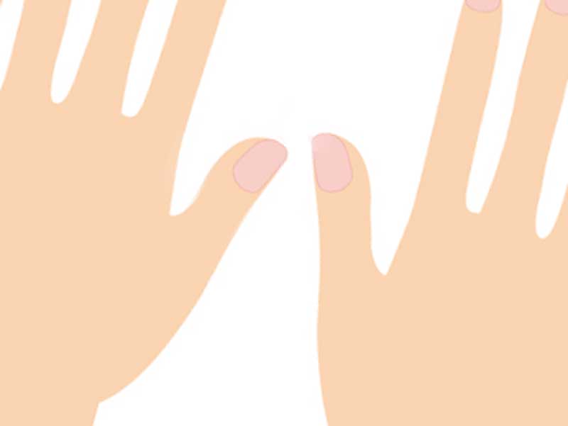 右手の親指が左手より長い子供の手のイラスト