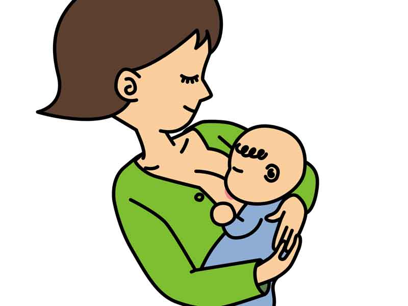 赤ちゃんに授乳をしているお母さんのイラスト