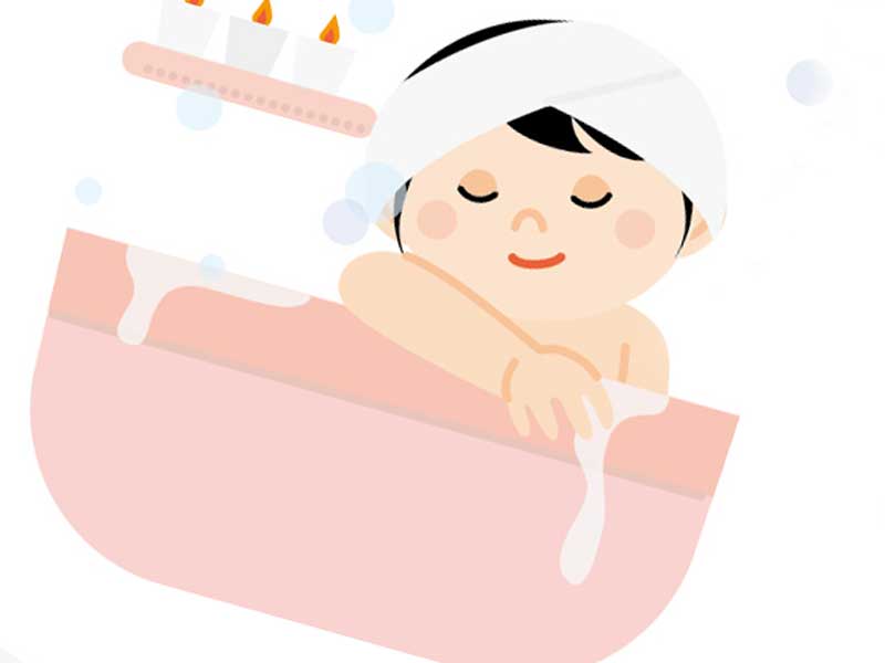 入浴している妊婦さんのイラスト