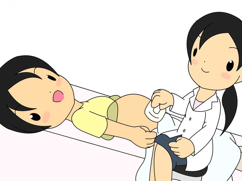 健診を受ける妊婦さんのイラスト