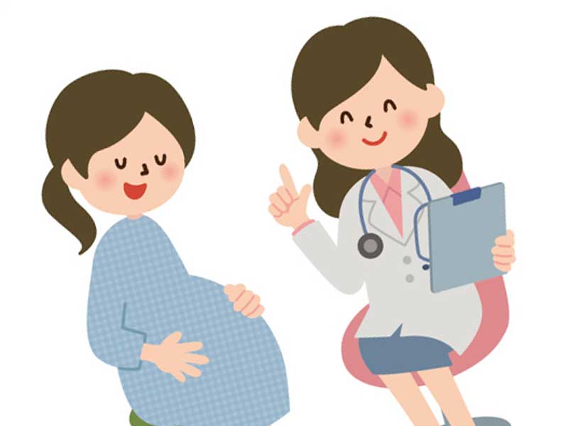 先生と話をしている妊婦さんのイラスト