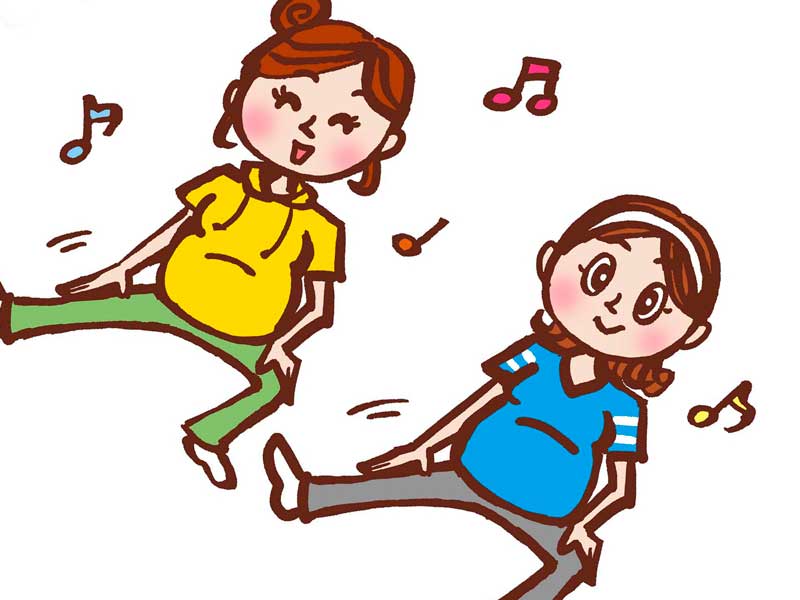 ヨガをしている妊婦仲間のイラスト
