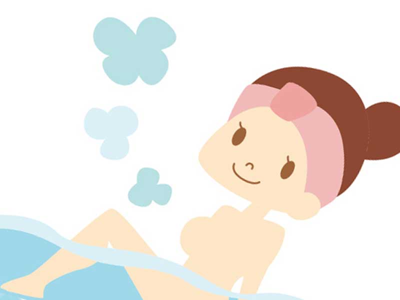半身浴をしている女性のイラスト