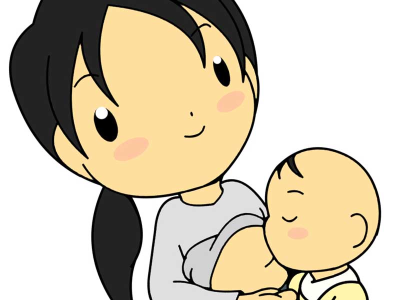 母乳を飲んでいる赤ちゃんのイラスト