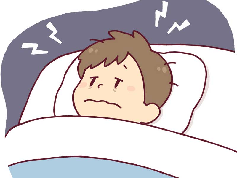 夜中に目が覚める子供のイラスト