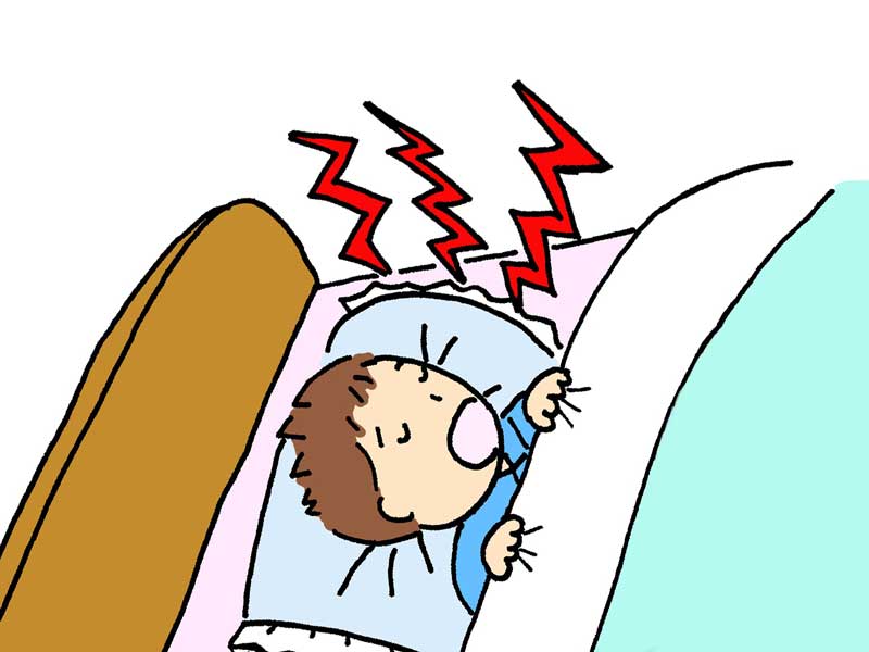 寝ているときにイビキをしている子供のイラスト