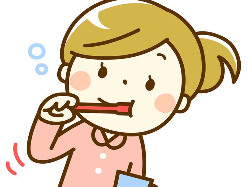 歯磨きをする妊婦のイラスト
