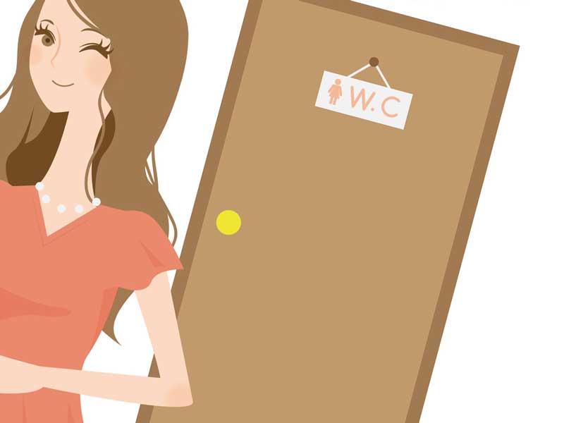 トイレから出てきた女性のイラスト