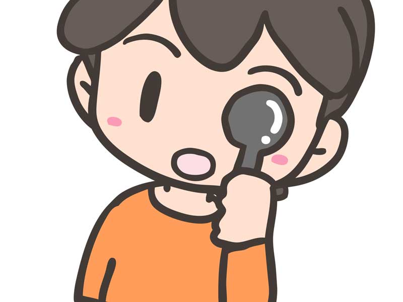 遮蔽法で視力検査をしている子供のイラスト