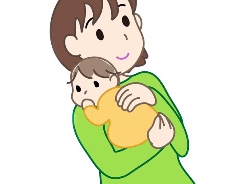 赤ちゃんを抱っこしているお母さんのイラスト