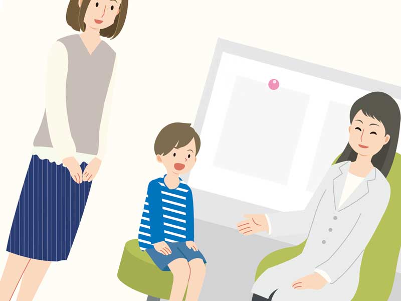 病院で診察をしている子供のイラスト