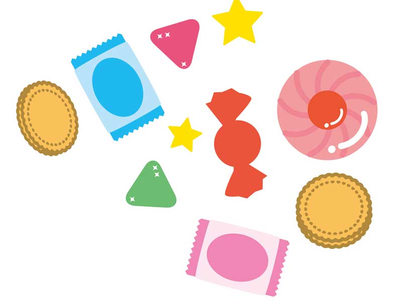 各種類のお菓子のイラスト
