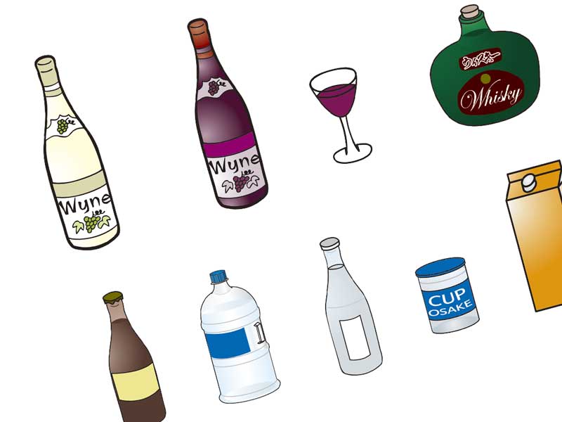 料理用のアルコール各種のイラスト