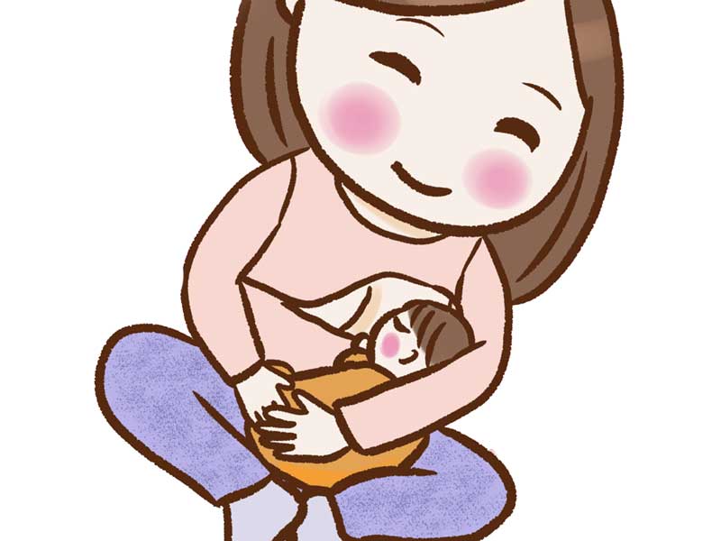 赤ちゃんに授乳をしているお母さんのイラスト