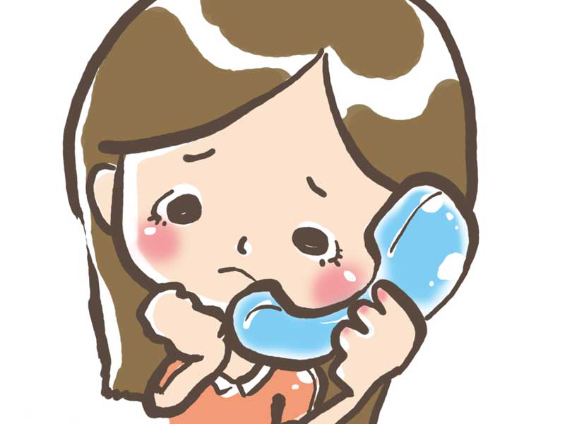 病院に電話する妊婦さんのイラスト