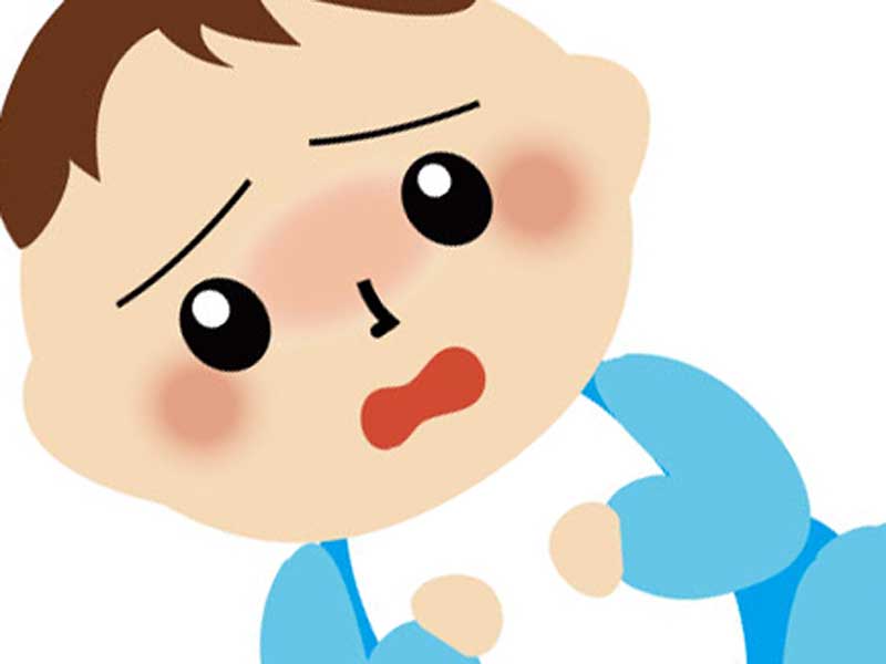 風邪を引いた顔が青白い赤ちゃんのイラスト