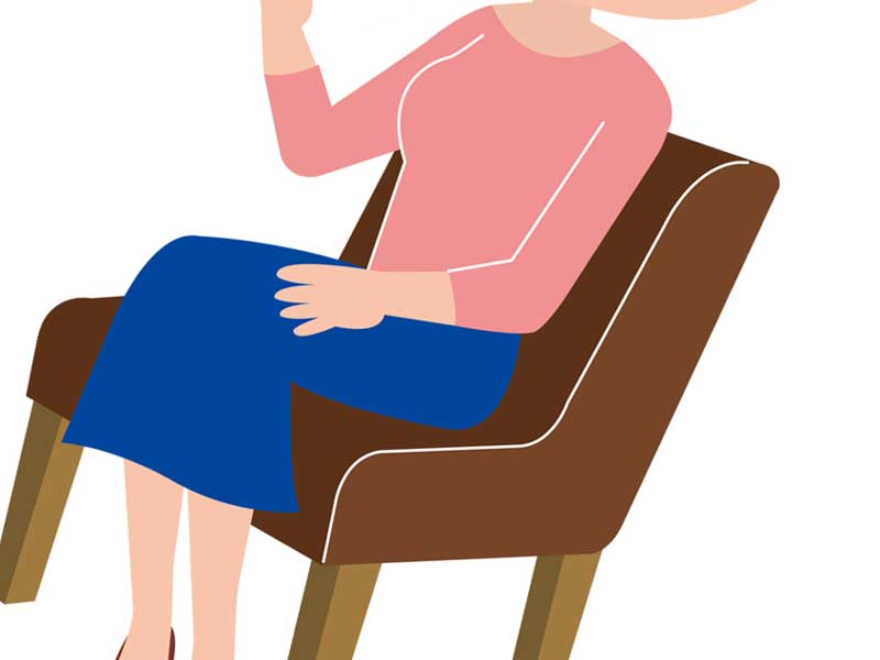 座っている女性のイラスト