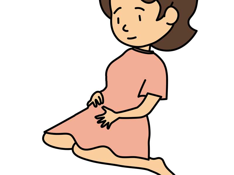 女の子座りをしている妊婦さんのイラスト